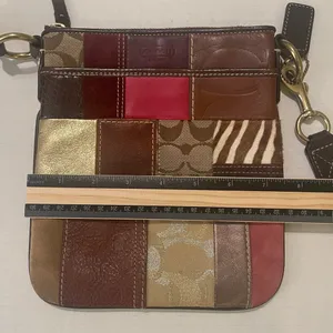 Coach Patchwork Brown Leather Suede Duffel Shoulder Bag Crossbody Purse Handbag thumbnail 10