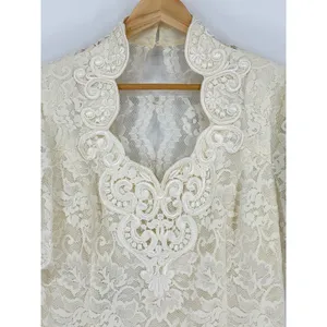 Vintage‎ Scott McClintock Ivory Cream Lace Pleated Dress Evening Gown Size 14 thumbnail 6