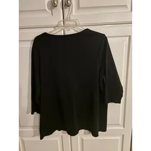 J. Jill Pima Cotton 3/4 Sleeve V-Neck Top Black 1X Womens thumbnail 5