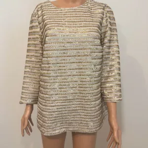 Boden 14 gold sequin 1/2 sleeve top formal blouse lined striped TB 3264 thumbnail 10