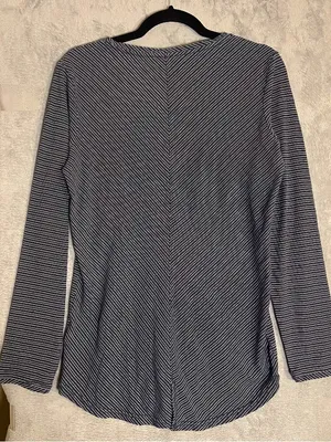 Royal‎ Robbins Striped Long Sleeve Top Size S Blue White Hi Low Hem normcore thumbnail 2