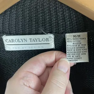 Vintage Carolyn Taylor Women’s Medium Black Cardigan Heart Floral Cottagecore thumbnail 5