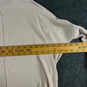 Free People Women‎ Beige Waffle Knit Ribbed Henley Thermal Top Small OB1013778 thumbnail 5