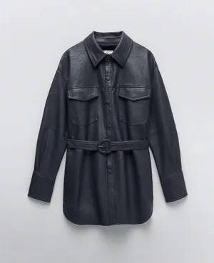 ZARA Limited Edition Faux Leather Shirt Jacket thumbnail 3