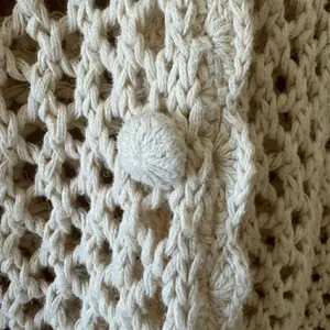 Huntington Ridge Ramie Cotton Cream Botton Boho Festival Crochet Vest M # 2244 thumbnail 6