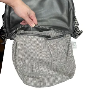 Steve Madden Gray Woven Faux Leather Crossbody Saddle Bag Purse thumbnail 9