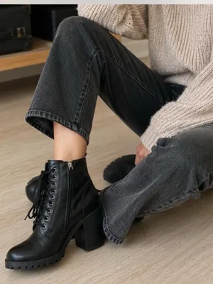 Soda Black Lace-Up Combat Moto Boots thumbnail 1