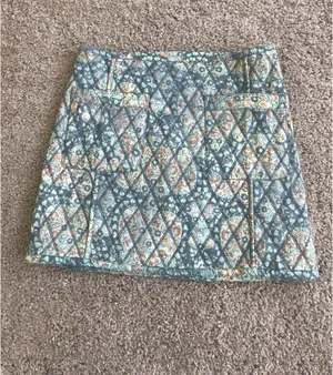 Free People Mini Skirt Quilted Darla Sz X-Small baby blue Floral Pockets Boho cottage core thumbnail 7