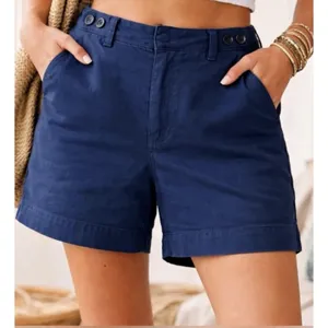 NEW Free People Navy Chino Shorts Womens Size 2 Preppy Coastal Cotton Casual thumbnail 1