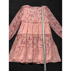 Ksnedjk Tiered Ruffle Floral Long Sleeve Mini Dress Womens L Pink Purple‎ thumbnail 7