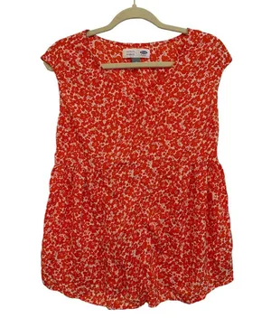 Maternity Red Floral Sleeveless Blouse Size Medium thumbnail 1