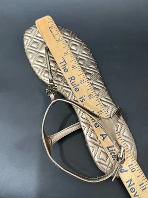 TORY BURCH Marion Quilted Gold Metallic Leather T-Strap Thong Sandals US Size 9M thumbnail 12