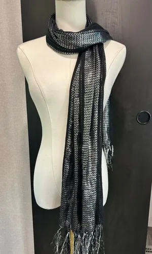 Scarf Black Silver Glitter Shawl Formal Bling Y2K Whimsy Goth Boho Chic Glamour thumbnail 1