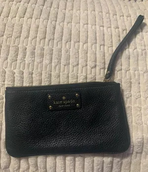 kate spade Black Pebbled Leather Wristlet Clutch thumbnail 1