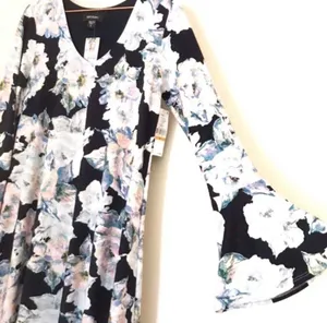 Karen Kane multicolor floral long-sleeve A-line dress thumbnail 3