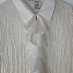 White stag 90s women's 16 18 xl white flutter collar peter pan vintage sheer lac thumbnail 5
