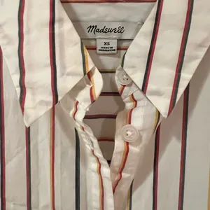 Madewell Slightly Oversized‎ Cotton Central Shirt in Sadie Stripe Multistripe XS thumbnail 8