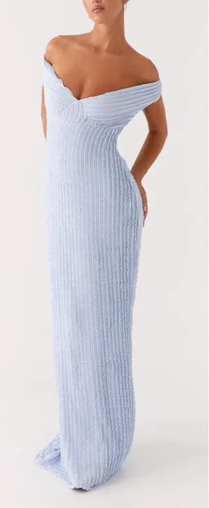 Peppermayo Chantelle Blue Textured Maxi Dress thumbnail 1