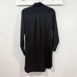 Quince Silk Stretch Mini Shirt Dress Black XS (No Belt) thumbnail 2
