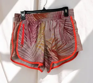 GAP Women's Palm-Print Athletic Shorts with Neon Orange Trim thumbnail 1