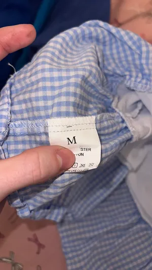Strapless open back gingham dress Blue Size M thumbnail 3