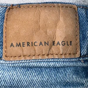 American‎ Eagle Outfitters Blue Distressed Striged Straight Leg Jeans Size 10 thumbnail 3