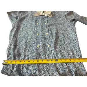 VTG 80s Joy Gordon Midi Blue White Semi Sheer Short Sleeve Nautical Dress 12 thumbnail 11