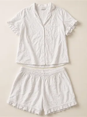 Plum Pretty Sugar White Eyelet Short Pajama Set thumbnail 1