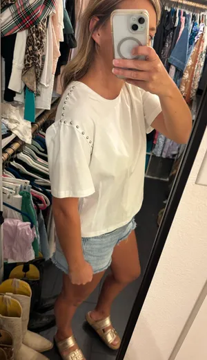South Boutique Blue B White Studded Shirt thumbnail 2