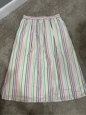 J Crew Factory Rainbow Stripe Button Front Poplin Midi Skirt Multicolored Size S thumbnail 10