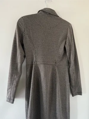 Max Studio Brown Black Houndstooth Blazer Midi Dress XS Preppy Quiet Luxury thumbnail 8