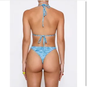 Tiger Mist Blue Bikini Set With Beaded Chain thumbnail 3