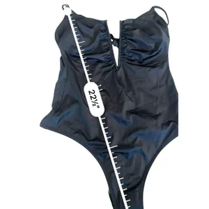 Shade & Shore Women's Medium Navy V-Wire Plunge One Piece Swimsuit NEW thumbnail 11