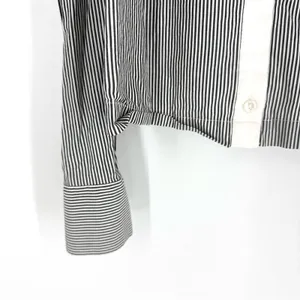 BP Stripe‎ Cold Shoulder Blouse with Ruffle Detail Grey White Size XS thumbnail 4