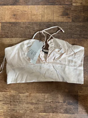 ZARA Pale Blush Satin Bandeau Bralette thumbnail 2
