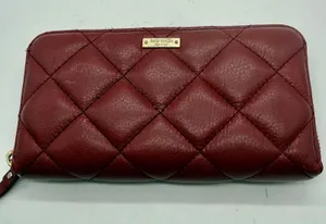 Kate Spade Burgundy Quilted Leather Natalia Zip Around Wallet thumbnail 1