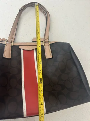 Coach Nancy Satchel Signature Brown Logo Print Purse Bag EUC thumbnail 14