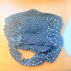 Express Black White Polka Dot Ruched Tube Top Strapless Smocked Crop Medium thumbnail 6