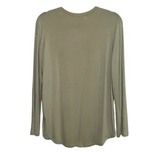 Sumac Trading Co NWT‎ Bamboo Long Sleeve V-Neck Top Small Sage Taupe Made in USA thumbnail 2