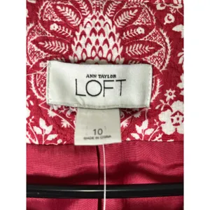 LOFT‎ Red White Floral Peter Pan Collar Cropped Jacket Blazer Women's 10 New thumbnail 8