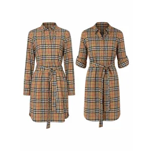Burberry Giovanna Vintage Check Poplin Cotton Shirt Dress Beige Size 4 thumbnail 4