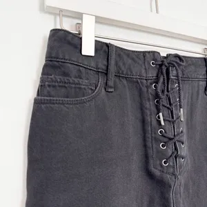 Paige Iris Skirt Size 26 Black‎ Nightingale Denim Lace Up Tie Minimalist Grunge thumbnail 2