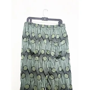 Zara Green Geometric Flowy Satin Cropped Pants Size Large Abstract Funky Boho thumbnail 12