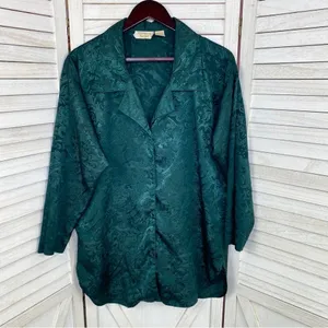 Victoria’s Secret Vintage‎ Satin Brocade Nightshirt Green Small thumbnail 5