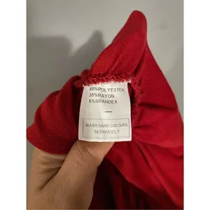Boutique Red Long Sleeve Cross Front Pleated Hem Smocked Waist Shirt Large thumbnail 7