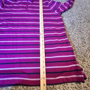 Lands End Magenta Navy‎ Striped Quarter Zip Pullover Top Womens Large Petite thumbnail 5