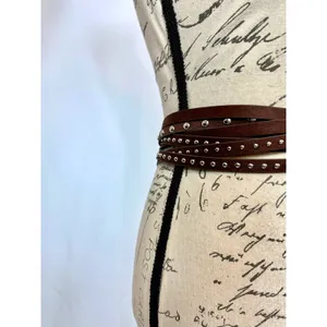 8 Other Reasons Suedette Studded Belt in Brown 43" thumbnail 9
