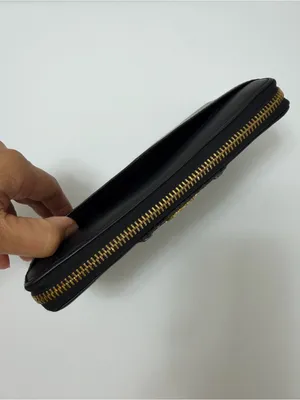 Coach Ashley Zip Around Accordion Leather Wallet Black thumbnail 5