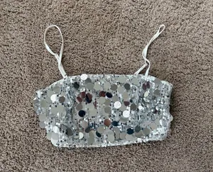 Sequin crop tank Silver thumbnail 3