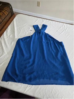 Naked Zebra Women’s L Royal Blue Flowy Halter Neck Top NWT thumbnail 2
